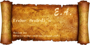 Ender András névjegykártya